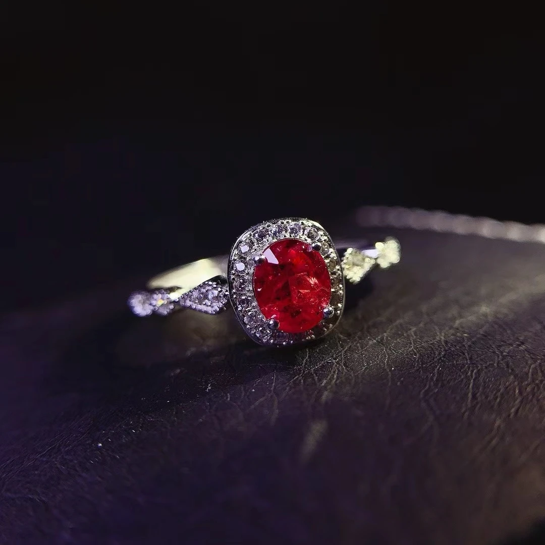 KJJEAXCMY Fine Jewelry Natural Ruby Women's Ring S925 Pure Silver Exquisite Inlaid High Clarity Gems Support Testing Birthday