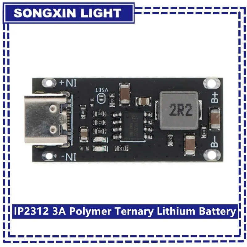 Type-C USB Input High Current 3A Polymer Ternary Lithium Battery Quick Fast Charging Board IP2312 CC/CV Mode 5V To 4.2V