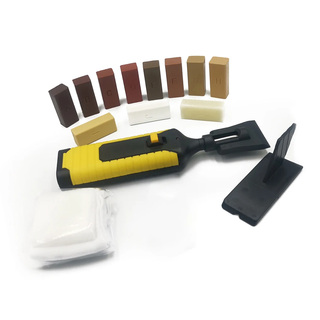 

Laminate Floor Repair Kit Wood Furniture Crack Mending Set with Handheld Melting Tool Flooring Finishing Accessories