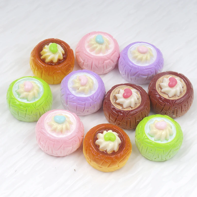10/100PCS 3D Simulation Food Resin Biscuits Cakes Bread Flatback Cabochons DIY Dollhouse handmade Craft Decoration Accessories