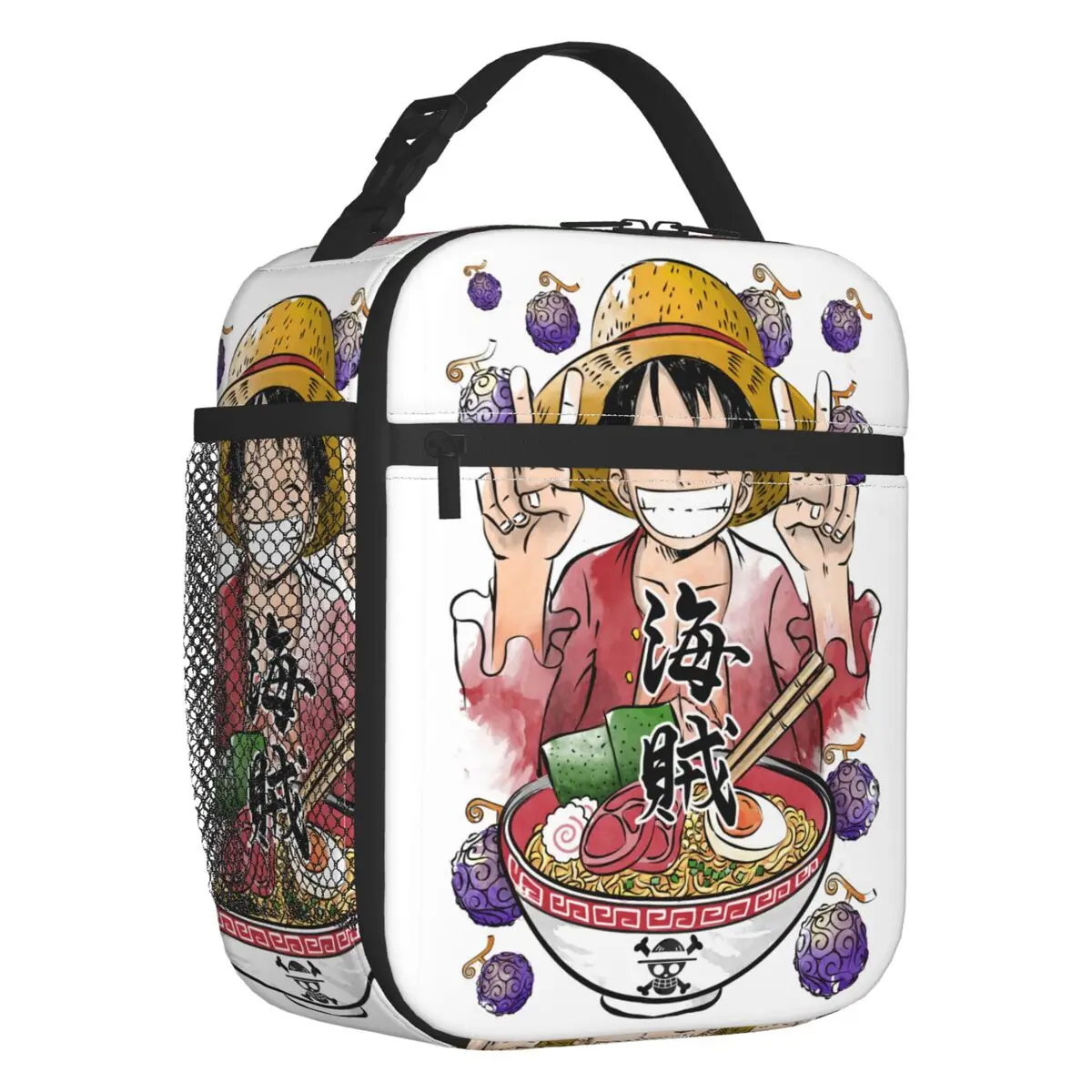 Benutzerdefinierte One Piece Anime Monkey Luffy Tragbare Lunchboxen Unisex Wasserdichte Kühltasche Thermische Isolierte Lunchtasche für Büro und Arbeit