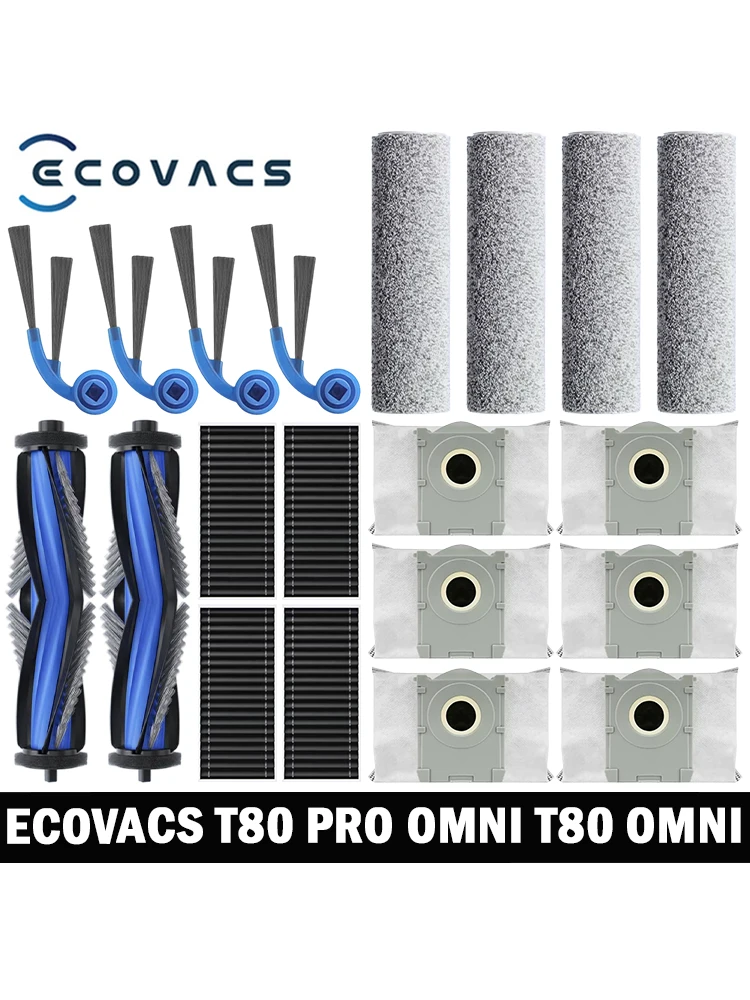 ECOVACS T80 PRO OMNI / T80 OMNI Roboter-Staubsauger Ersatzteile Hauptseitenbürsten Mopptücher HEPA-Filter Staubbeutel Zubehör