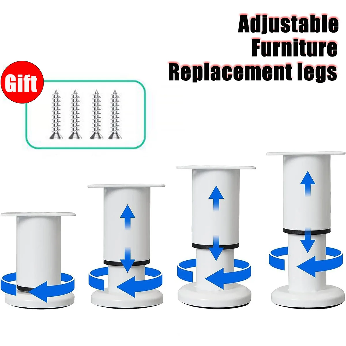 

Adjustable Stainless Steel Furniture Legs Thickened Metal Replacement Legs with Screws for Cabinet Desk Table Chair Sofa Bed