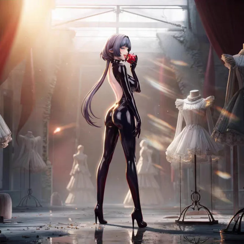

Anime Figure Jian Du Latex Bodysuit Anime Girl Gk Model Statue Game Periphery Trendy Collectible Toy Gift For Collectors