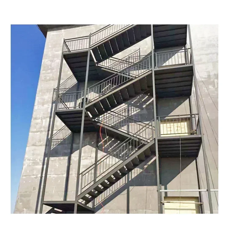 Premium Quality Safety Industrial Capacity Roof Metallic Wall Ladder with Cage Vertical Fire Escape Step Ladders