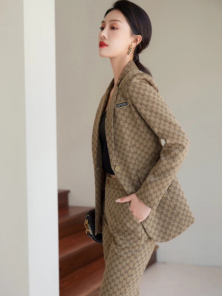 Ele Manager Sle Long Sve Suit Set Women's Faion High-end Autumn Winter Profional Two-piece Ensemble