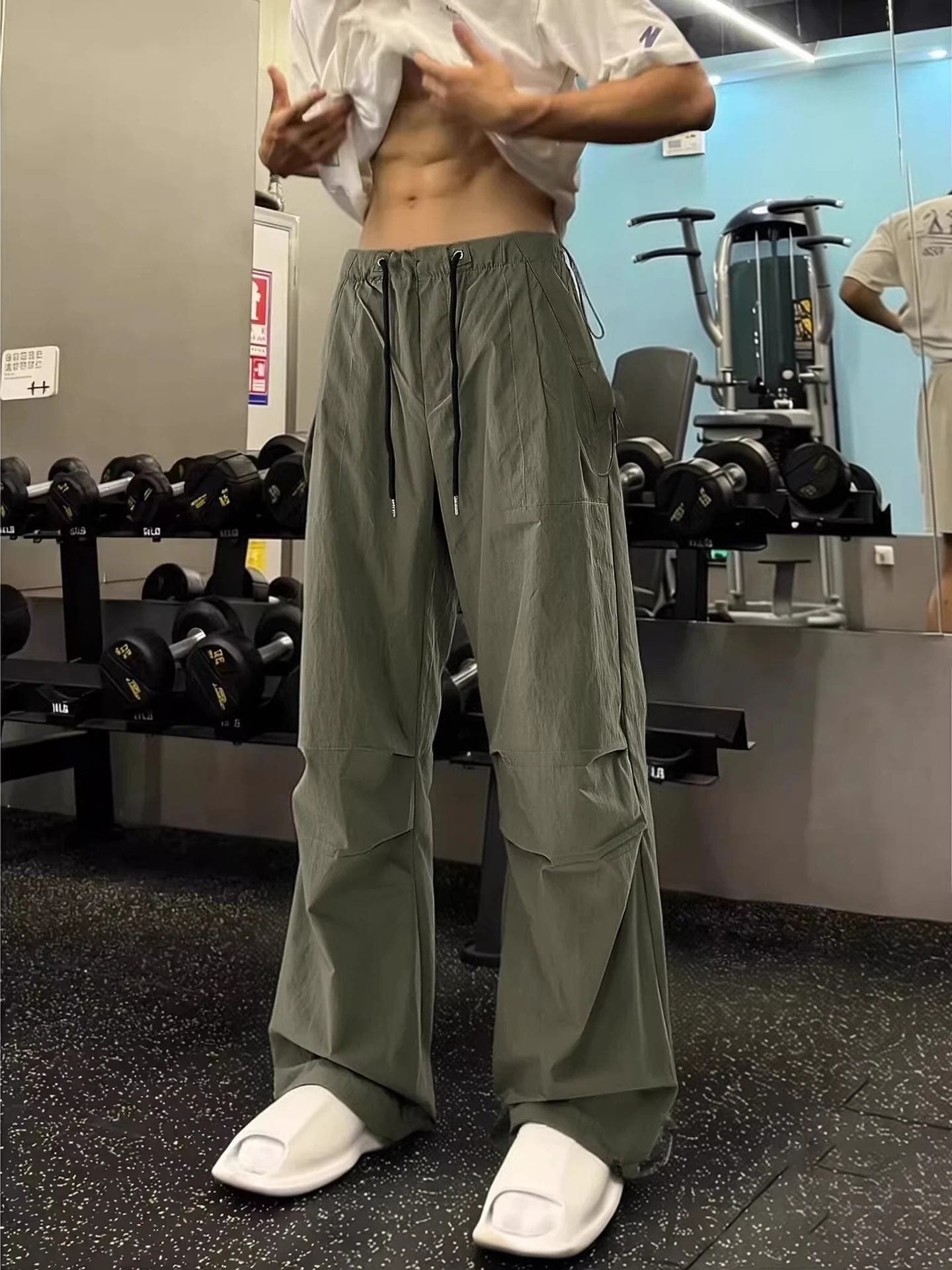 Quick Dry Ice Silk Pants Men's Summer Thin American Folded Paratrooper Straight Leg Workwear Mountain Climbing Assault Pants
