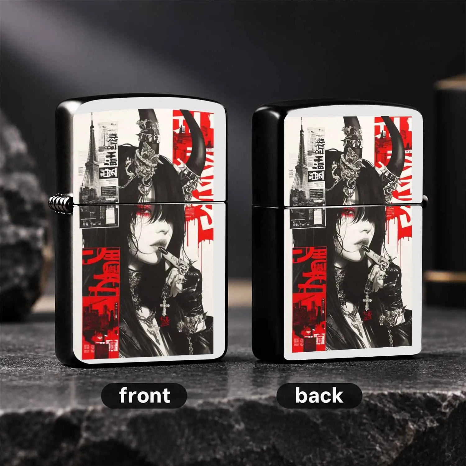 Cyber Dark Aesthetic Succubus Girl Themed Portable Lighter, Retro Street Trendy Art Illustration High-Appearance Ignition Tool, Suitable For Travel Camping Gathering Candle Incense Lighting, Multi-Scene Versatile Exquisite Practical Unique