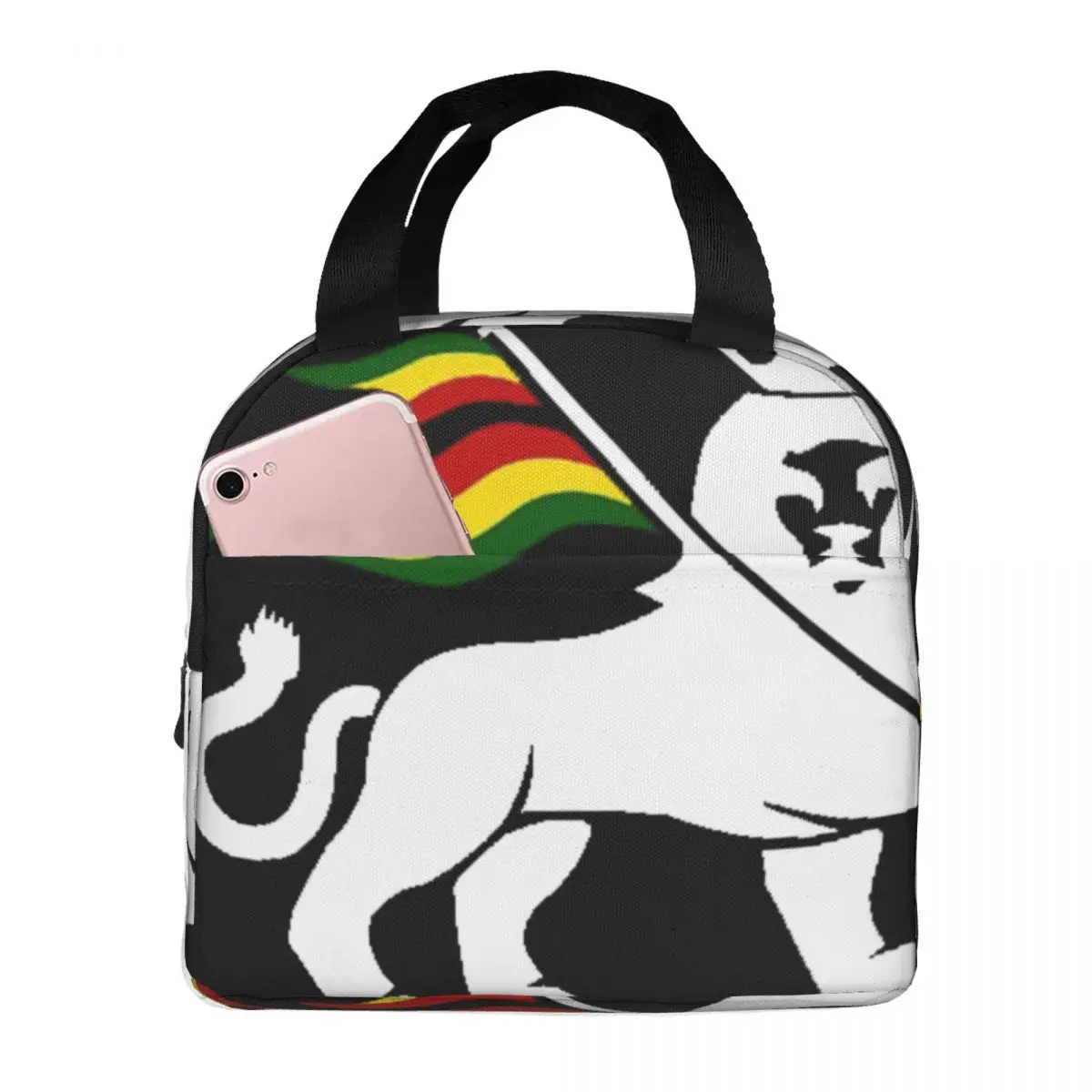 

Rastafari Rasta Lion Lunch Bag Unisex Portable Cooler Insulated Lunch Box Food Bento Box