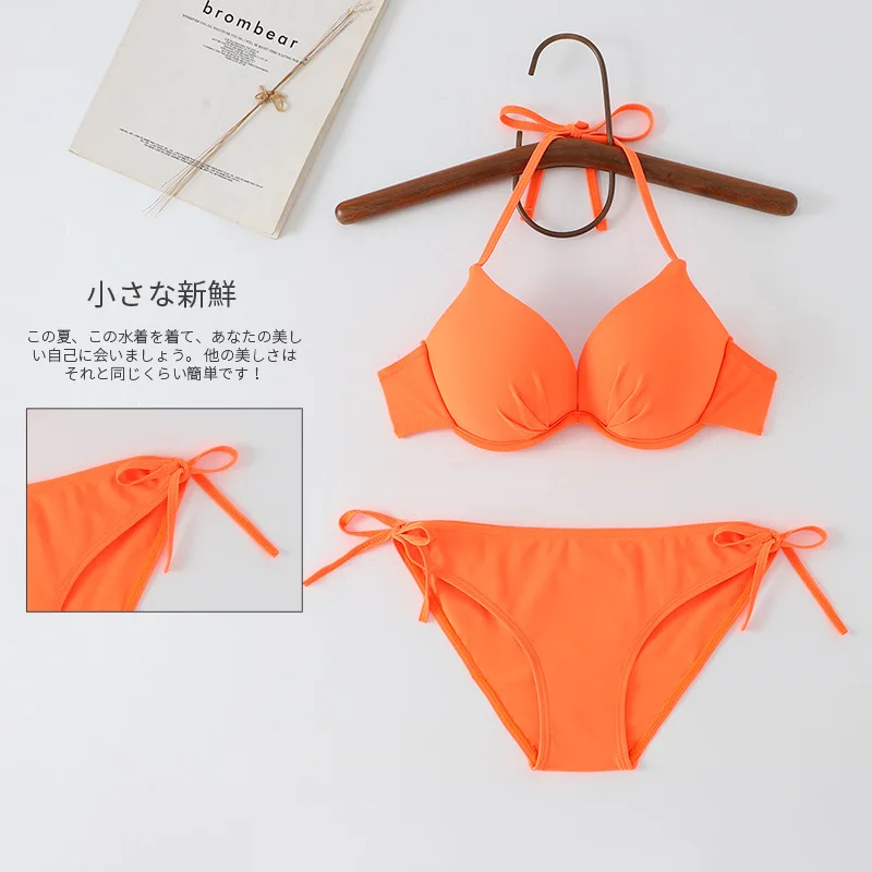 

Купальник-бикини с подкладкой для пляжного отдыха для женщин, с эффектом пуш-ап, подходит для всех размеров груди, сексуальный купальник в стиле «трехточечка»