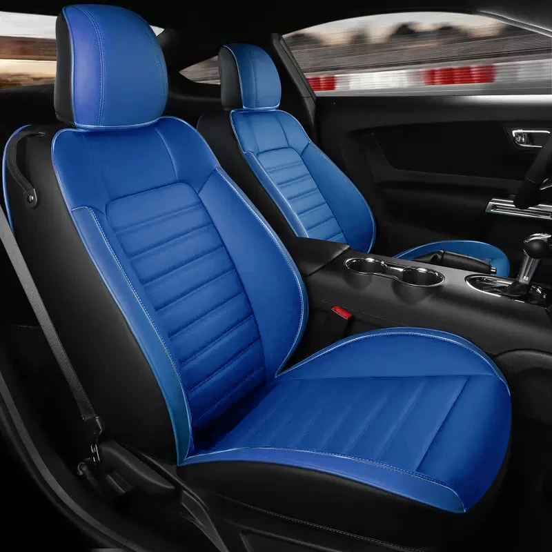 Ajuste personalizado para 2015-2023 mustang tampas de assento de carro conjunto completo de couro perfurado no meio para ford f150 2011-2015 chevrolet camaro