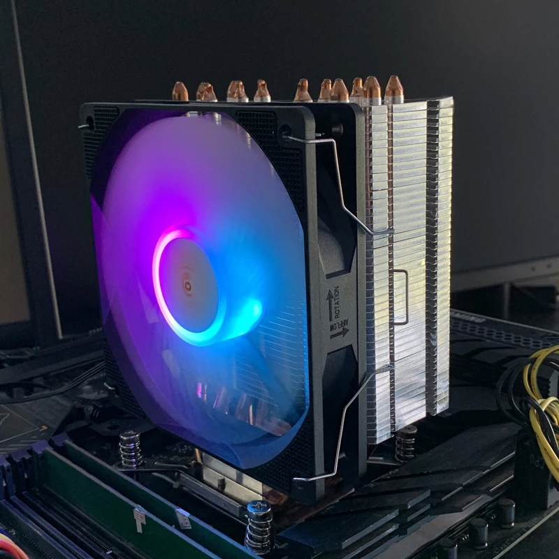 CPUエアクーラー 6ヒートパイプ PCプロセッサー ARGBファン Intel LGA 1150 1151 1156 1366 1200 1700 2011 AM5 AM4対応 冷却ファン