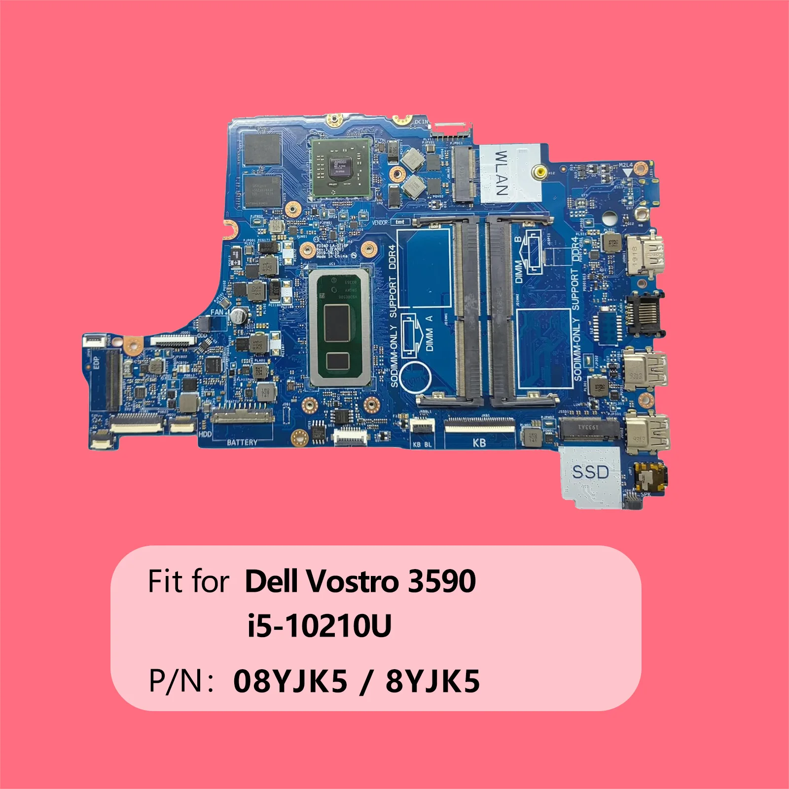 

Материнская плата для ноутбука FDI40 LA-G716P для системной платы Dell Inspiron 3590, процессор i5-10210U R610, 2 ГБ 08YJK5 8YJK5