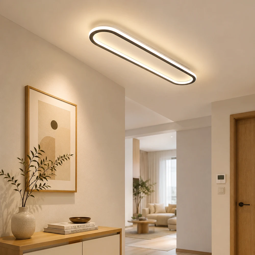 Modern LED Ceiling Light Ultra-thin Minimalist Design Black 40/60/80CM For Corridors Bedrooms Cloakrooms Entrances Dining Rooms