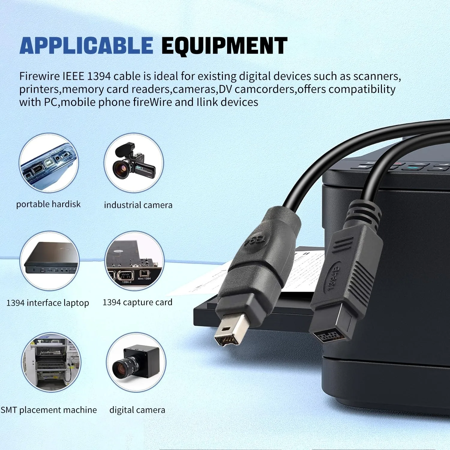 FireWire 800 to 400 9 Pin to 4 Pin Cable Premium IEEE 1394 Cables for PC DV iLink Video Capture Card