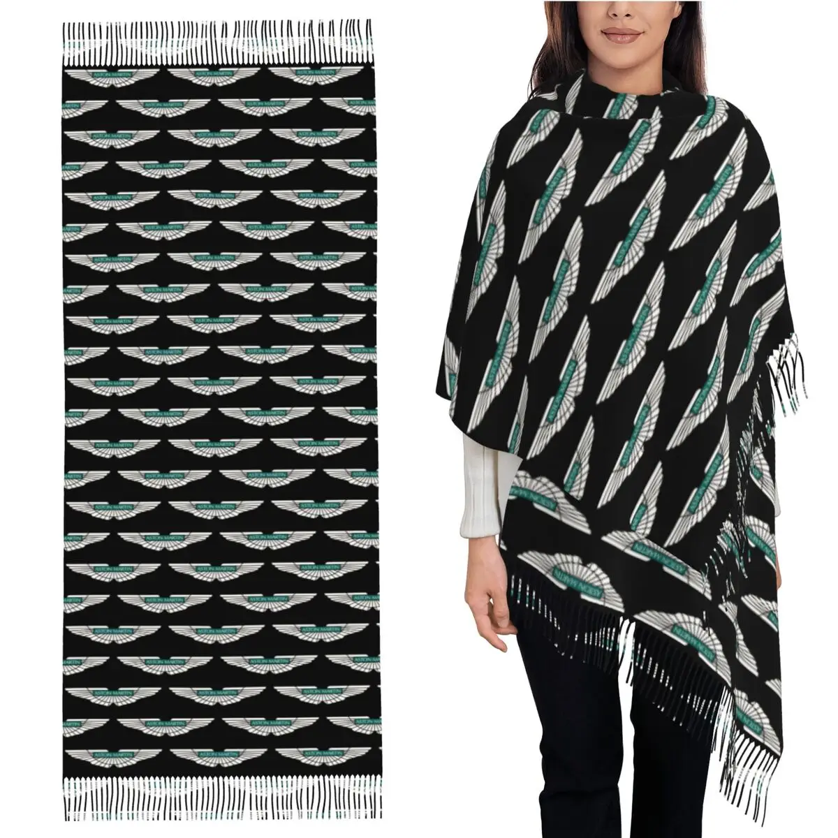 

Aston Martin Badge Scarf Tassel Scarves for Women Soft Warm Shawls and Wraps Long Fall Winter Shawl Wrap