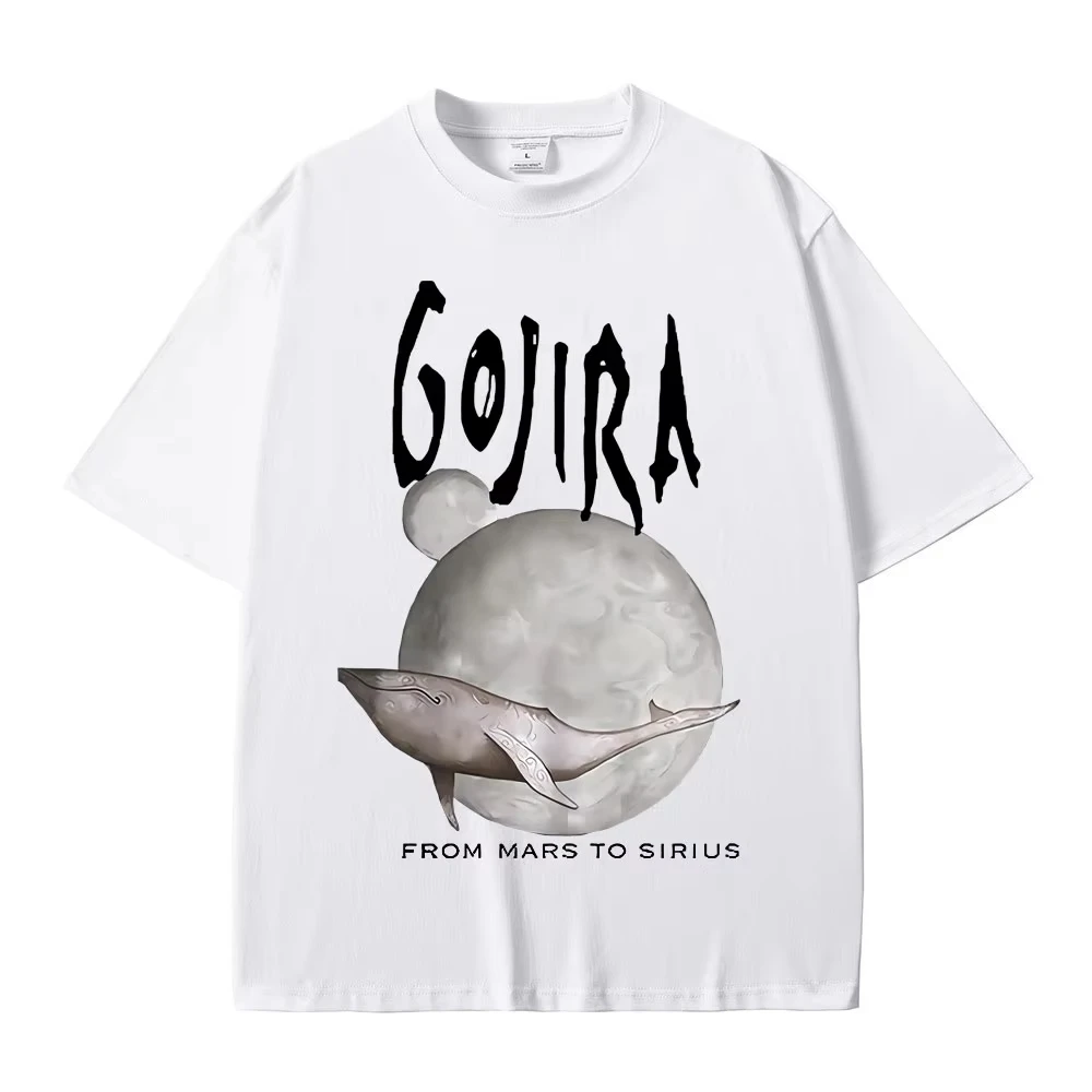 メンズ・レディース ヴィンテージ ゴシック ロック Tシャツ フランス メタルバンド ゴジラ から火星へ シリウスへ 飛ぶクジラ 音楽アルバム グラフィック Tシャツ