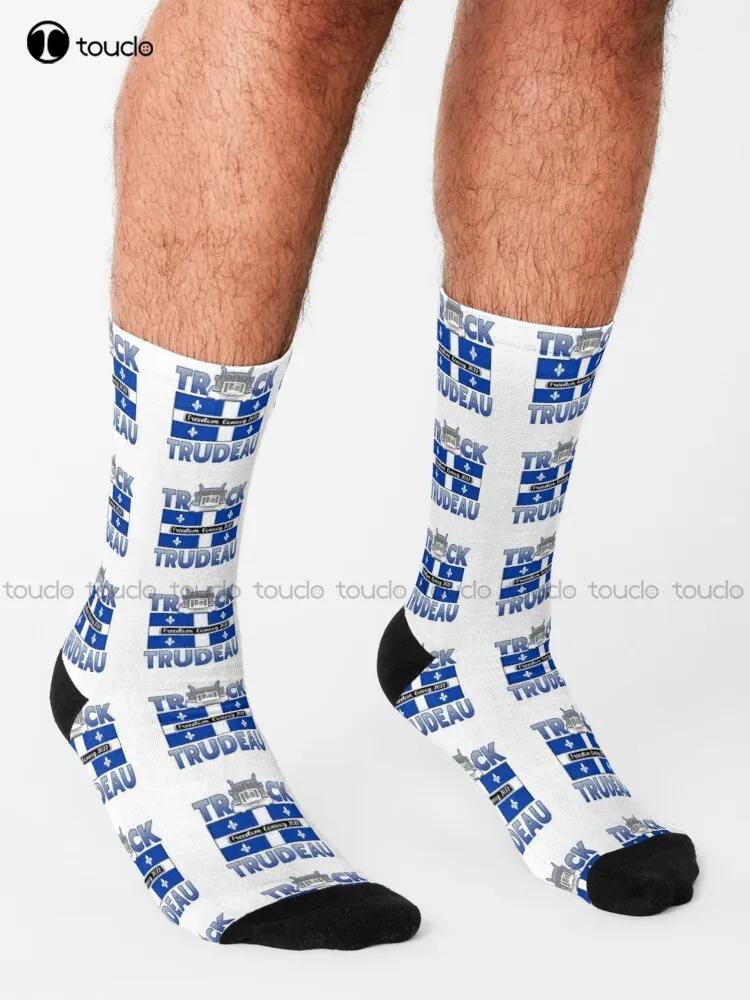 F-Ck Trudeau Quebec Flag Truck Trudeau Freedom Convoy 2022 Socks Sock 360° Digital Print Comfortable Best Girls Sports Funny