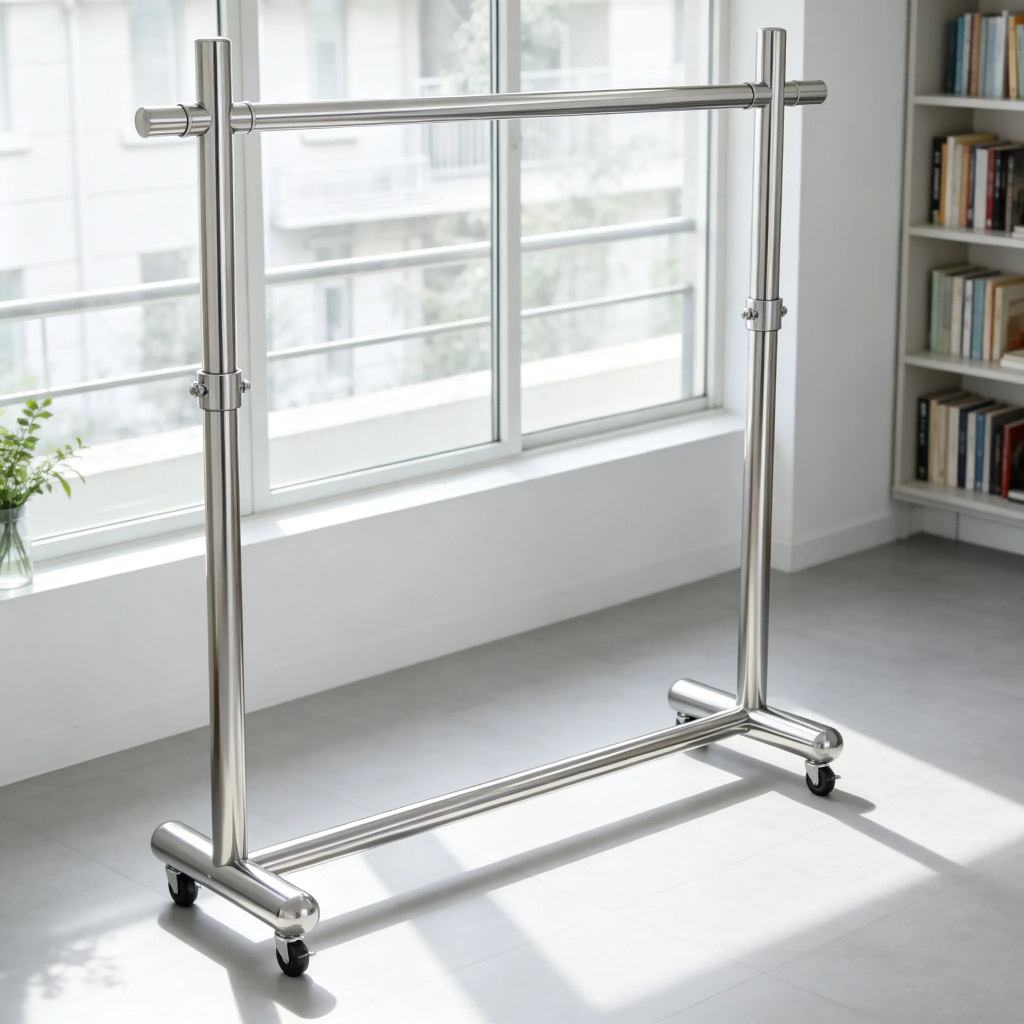AOLIVIYA Outdoor Stretchable Storage Rack Floor Movable Steel Hanger Balcony Folding Clothes Rack
