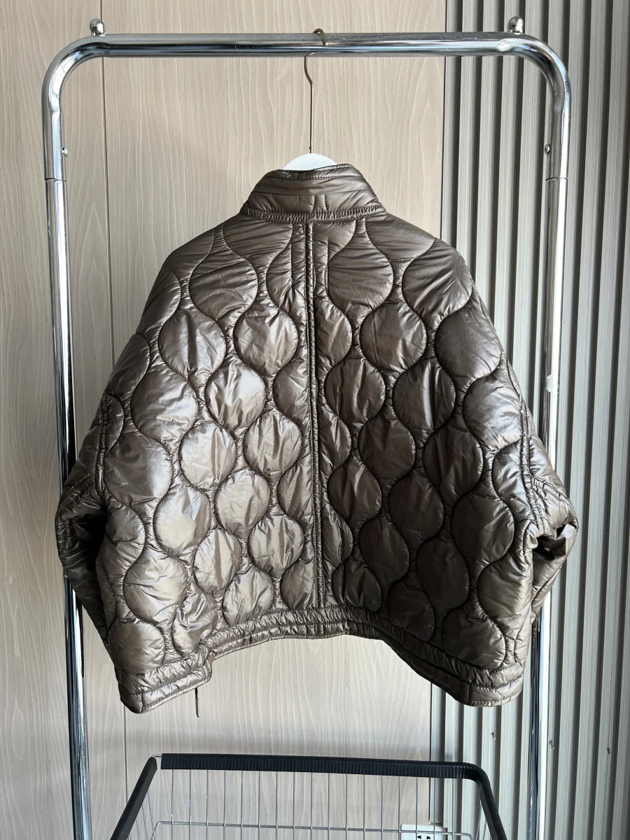 Traf Women\'s 2024 New Arrival Waterproof Cotton Padded Jacket Fashion Quilted Stand-up Collar Thin Cotton Coat for Women