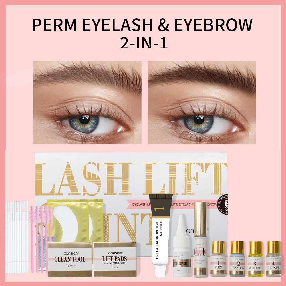 ICONSIGN Lash Lift Kit Brow Dye Tint Kit Professional Eyelashes Perm Kit Lamination Lash Lifting Set Eyes Makeup Tools Coffee