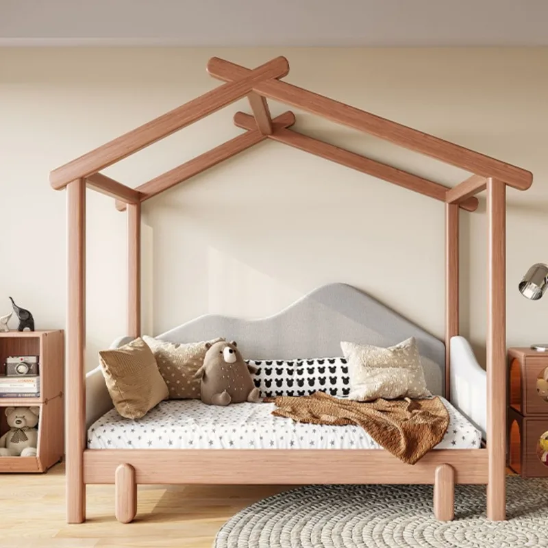 

Montessori floor bed, children's telescopic pull-out bed, all solid wood tatami