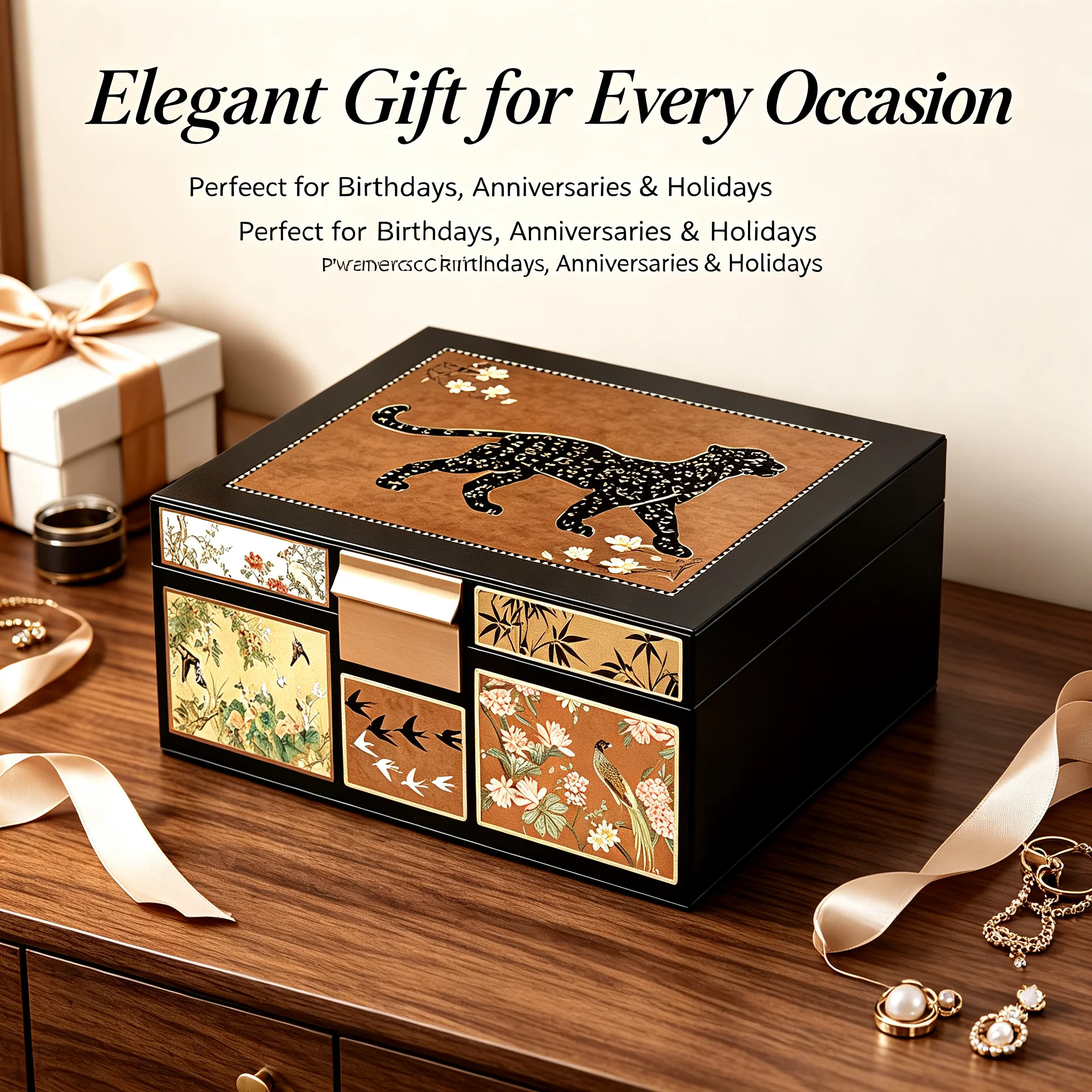 2‑Tier PU Leather Jewelry Box, Hidden Compartment Velvet Lining Jewelry Organizer Storage Case for Rings Earrings Necklaces Gift