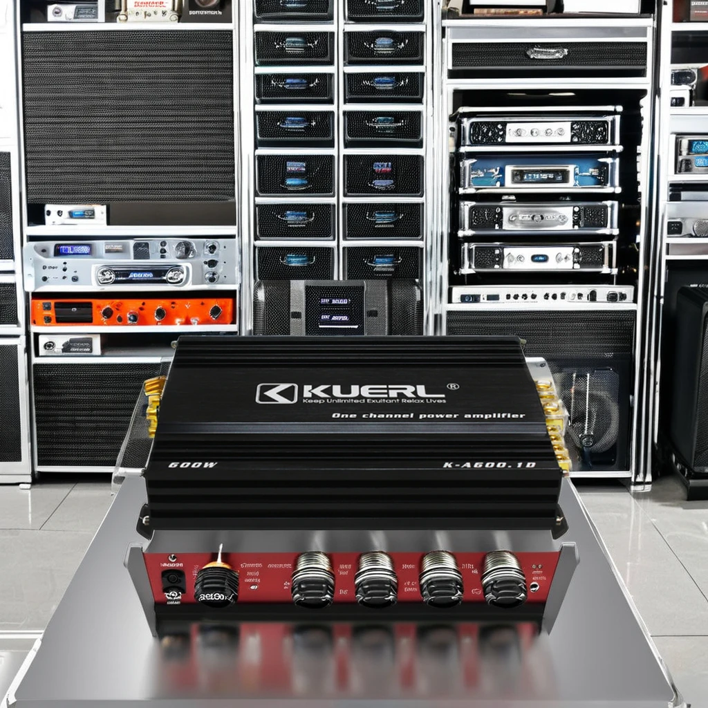 Kuerl 12V Mini Speaker Amplifier RMS Power 600W*1CH@ 1Ω/360W*1CH@ 2Ω/240W*1CH@ 4Ω 1 Channel Class D Mono Car Audio Enhancer