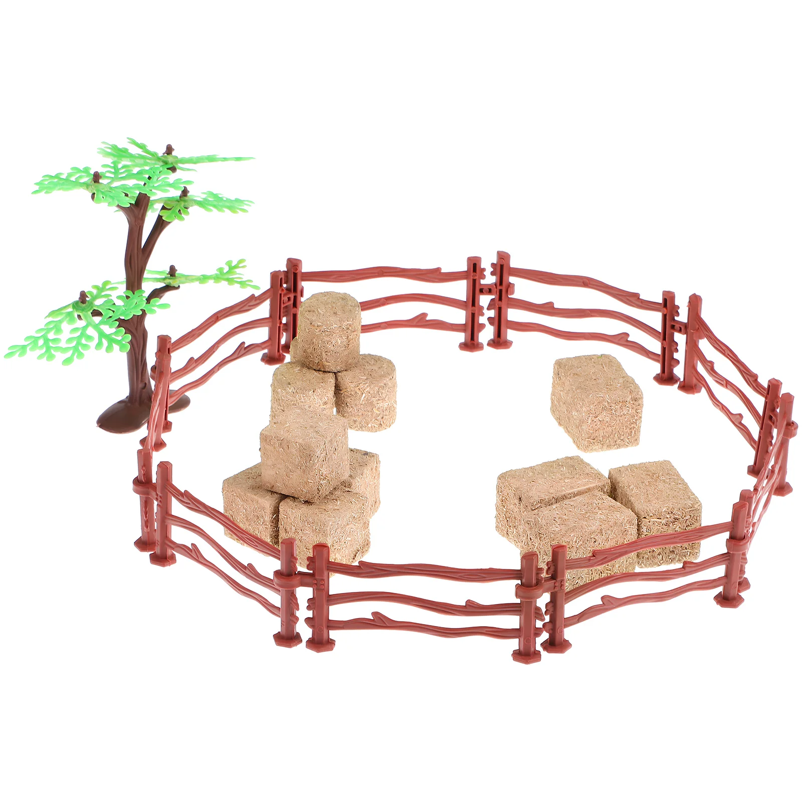 

50 Toy Fence Accessories 12 Mini Hay Bales Easy Assemble Farm Animal Fences Sturdy Plastic Play Scenes Portable Storage