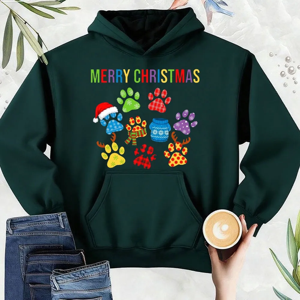 عيد ميلاد سعيد البلوز المطبوعة الكلب الكفوف احتفالي حفلة عيد الميلاد هدية الرجال البلوز طويلة الأكمام الشارع أزياء رياضية #2