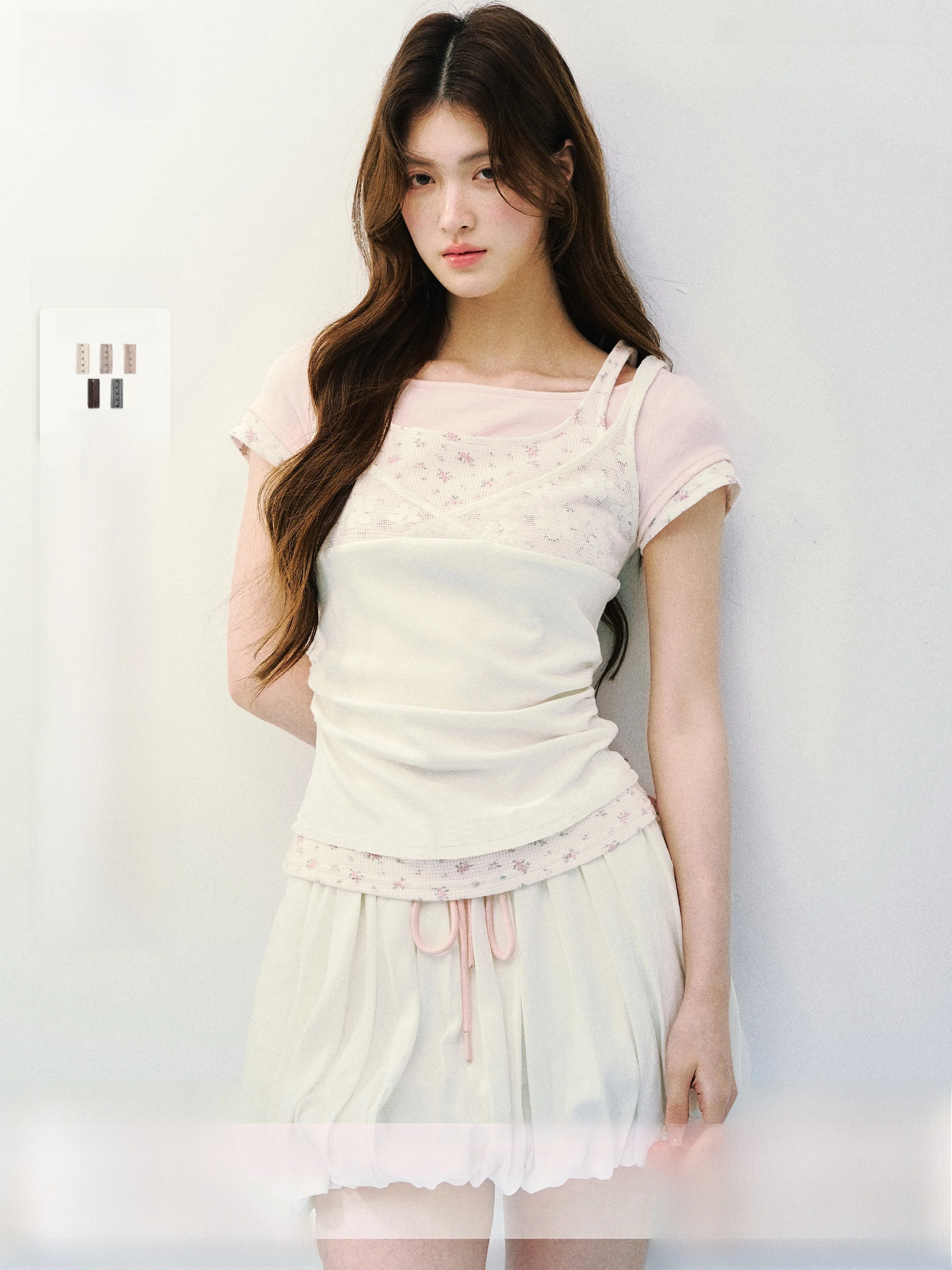 SunsetPark Girl's Style Lace Trim Knitted Short Sleeve T-Shirt Mock Three-Piece Strap Vest Head over Shirt Breathable Summer Top