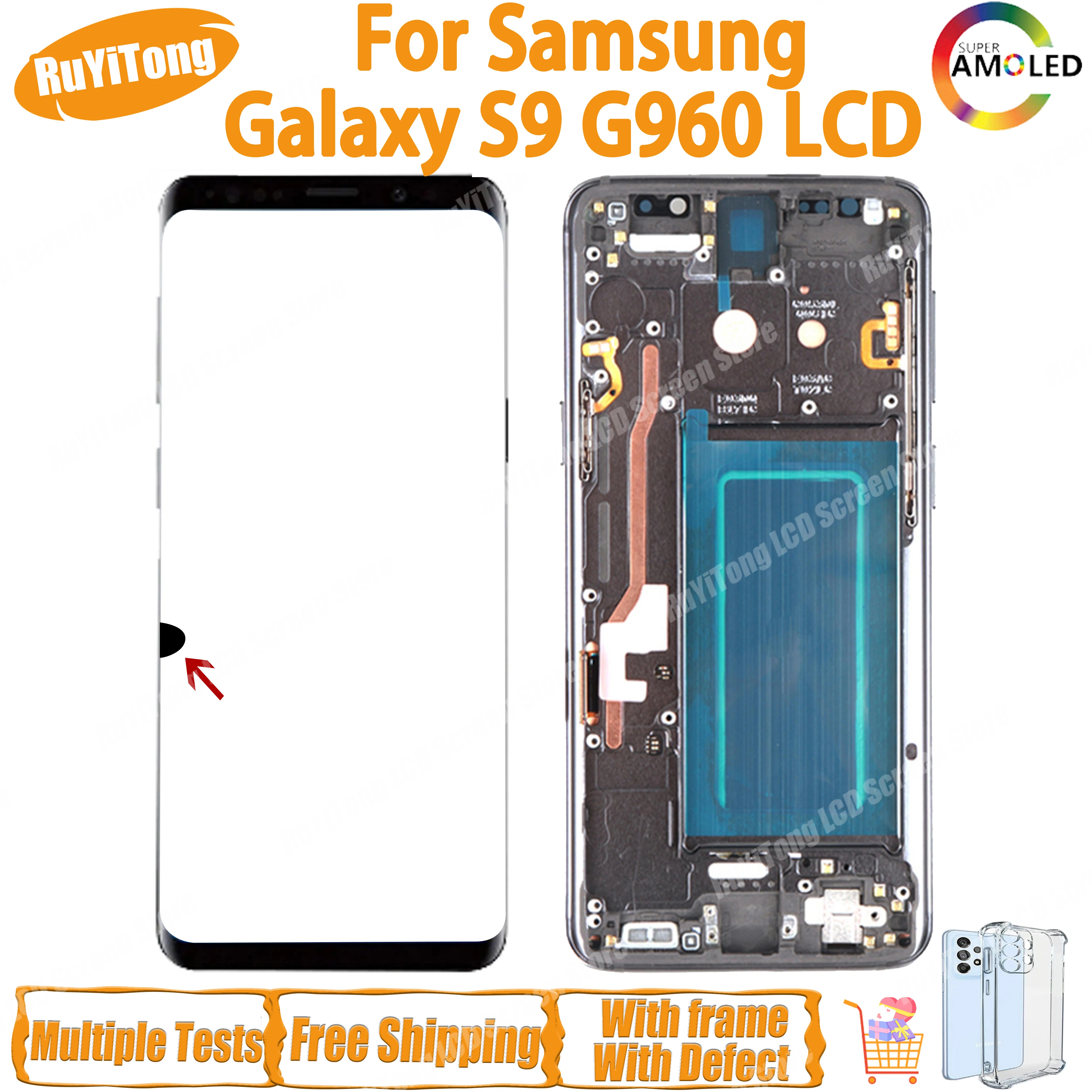 

5.8" SUPER AMOLED S9 LCD For Samsung Galaxy S9 G960 G960U G960F LCD Display Touch Screen Digitizer Assembly Replacement