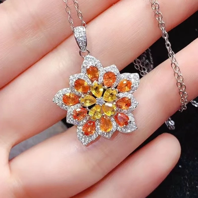 

Очаровательный кулон из натурального желтого сапфира и Fanta, ожерелье из серебра 925 пробы с драгоценными камнями, кулон с позолоченным 18-каратным серебряным ожерельем