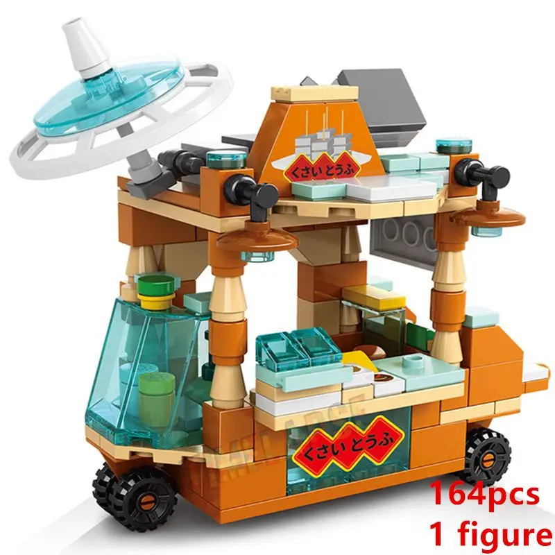 DIY Architectuur IJsjeswagen Winkel Straatzicht Voedsel Bouwstenen Kit Meisjes Stenen Klassieke Filmmodel Speelgoed