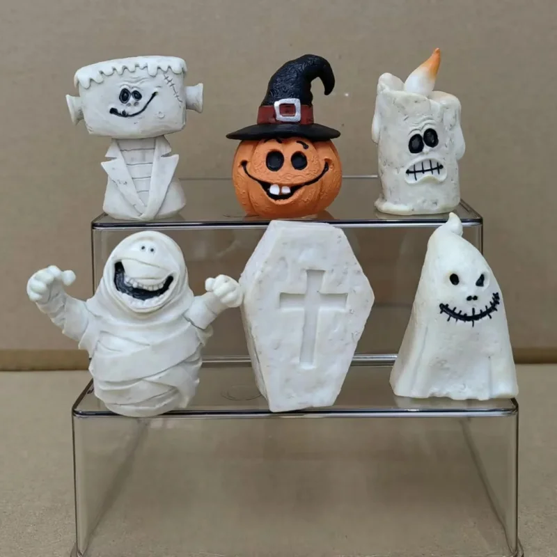 

Stock Anime Q Version 6 Designs Halloween Mummy Pumpkin Decorations Tabletop Trendy Toys Figurines Bagged Models Collectibles