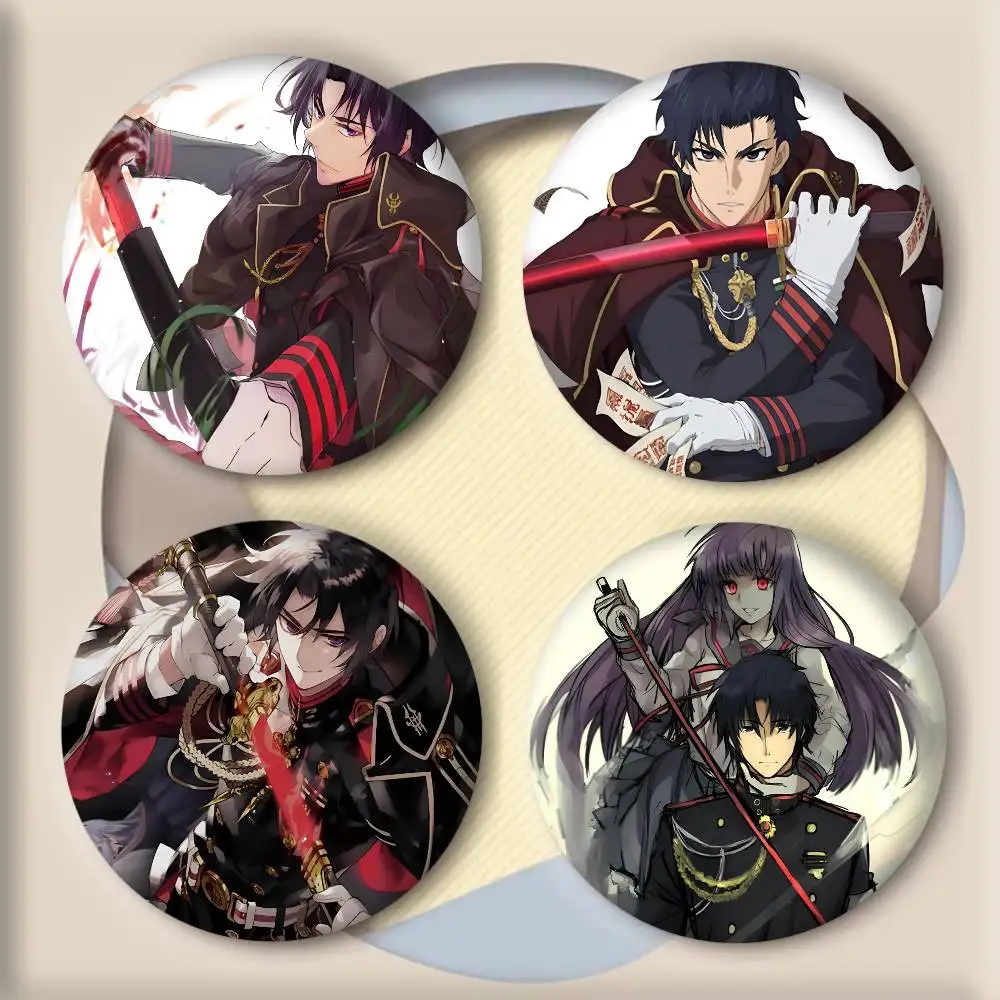Classic Anime S-Seraph of the End Guren Ichinose Badges Round Cosplay Pin Bag Decor Fans Collect Friends Gifts Brooch Souvenir
