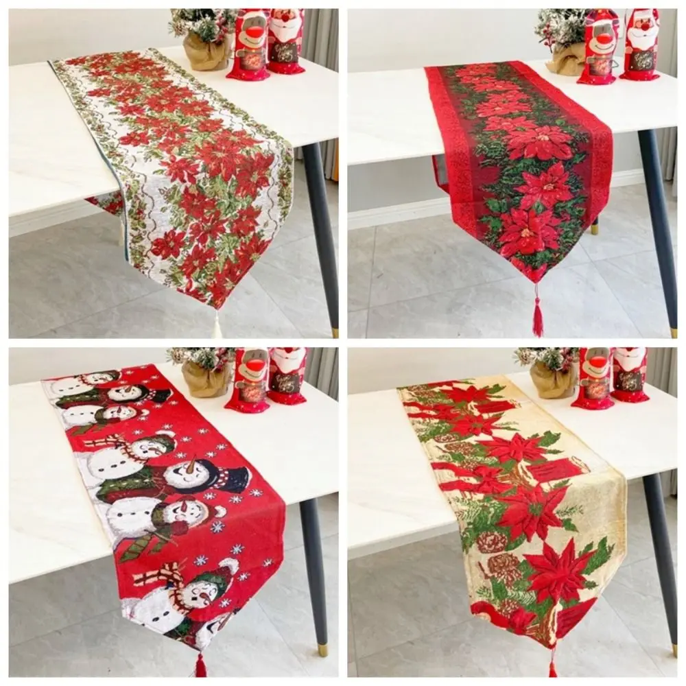 شرابة عيد الميلاد الجدول عداء مطبوعة مستطيل ثلج مفرش المائدة الجدول العلم محبوك القماش غطاء الطاولة مهرجان لوازم الحفلات #6