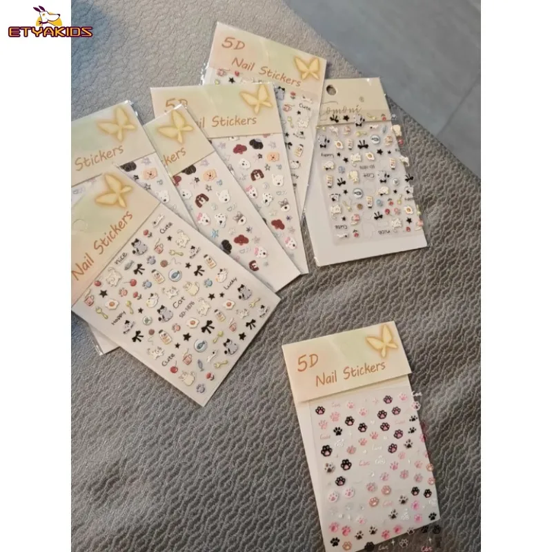 Mini Cute Cartoon Kitten Paw 3D Relief Scrapbook Sticker Sweet Nail Decora Kawaii DIY Classic Toys Sticker for Kids Children view 3