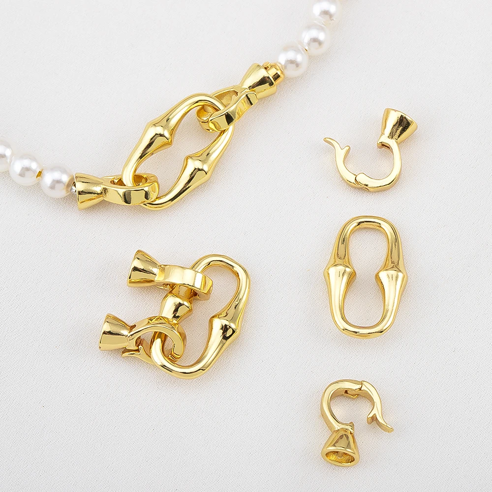 

1pc 2pcs Gold-plated Copper Double headed Bamboo Joint Buckle Pearl Necklace Bracelet Closing Buckle For DIY Jewelry Accessories