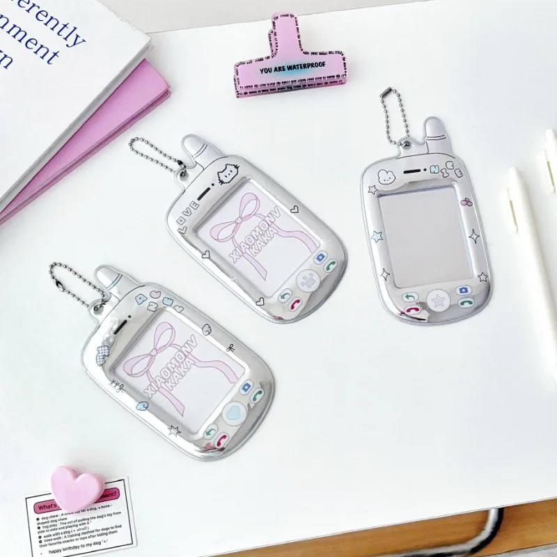 3 Inch Kpop Photocard Holder Korean Fashion Sliver Color Cute Photo Card Protector Y2K Camera Phone Displaying Photocard Holder