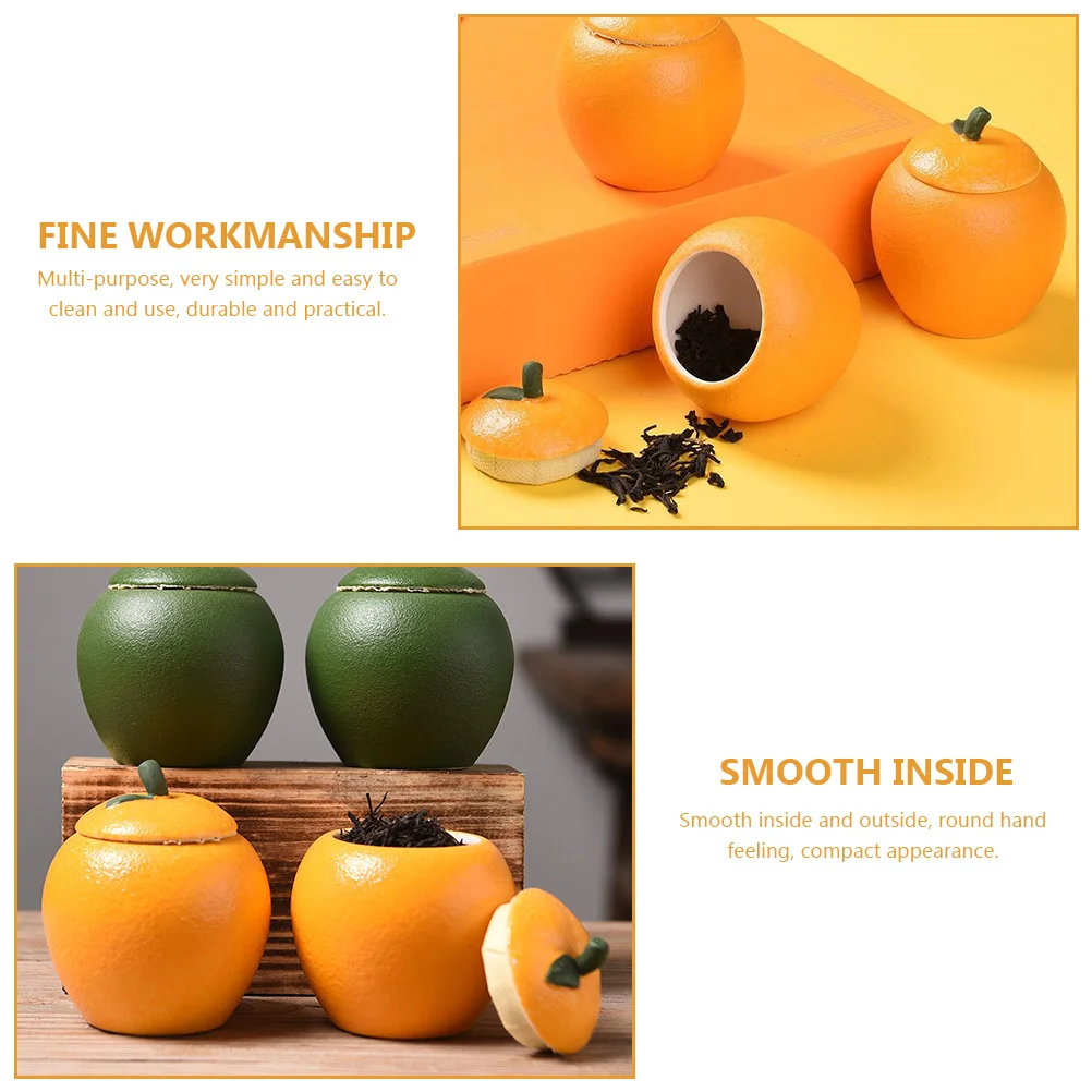 

Decorative Orange Shaped Ceramic Tea Canister Storage Jar for Tea Coffee Spices Sealed Storage Container Coffee Bean Holder