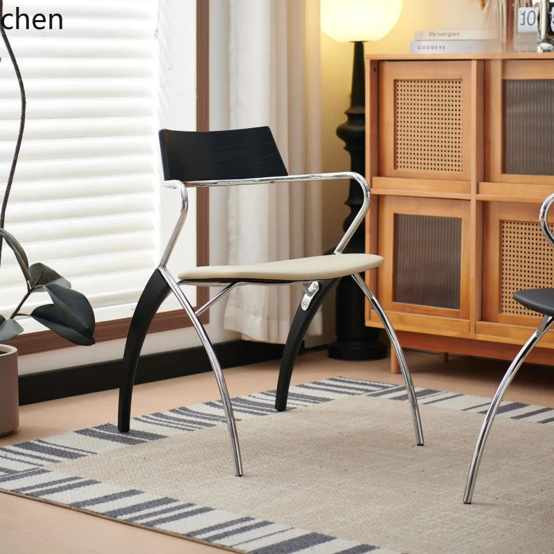 HT Vintage Style Chair for Home Use Simple Casual Iron Art Backrest Chair Retro Armchair
