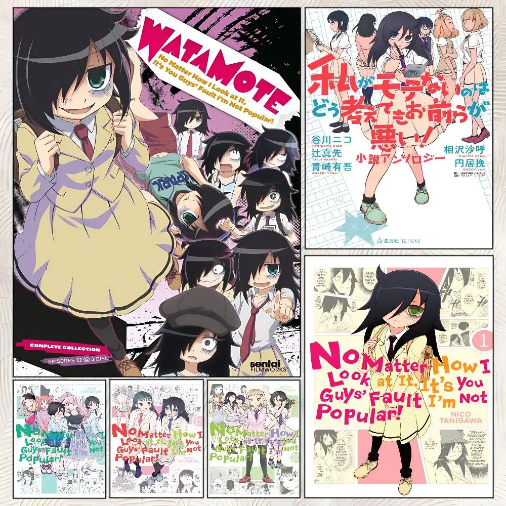 Anime W-Watamote Kuroki Tomoko Poster Self-adhesive Art Room Entrance Restaurant Wall Decor Art Painting