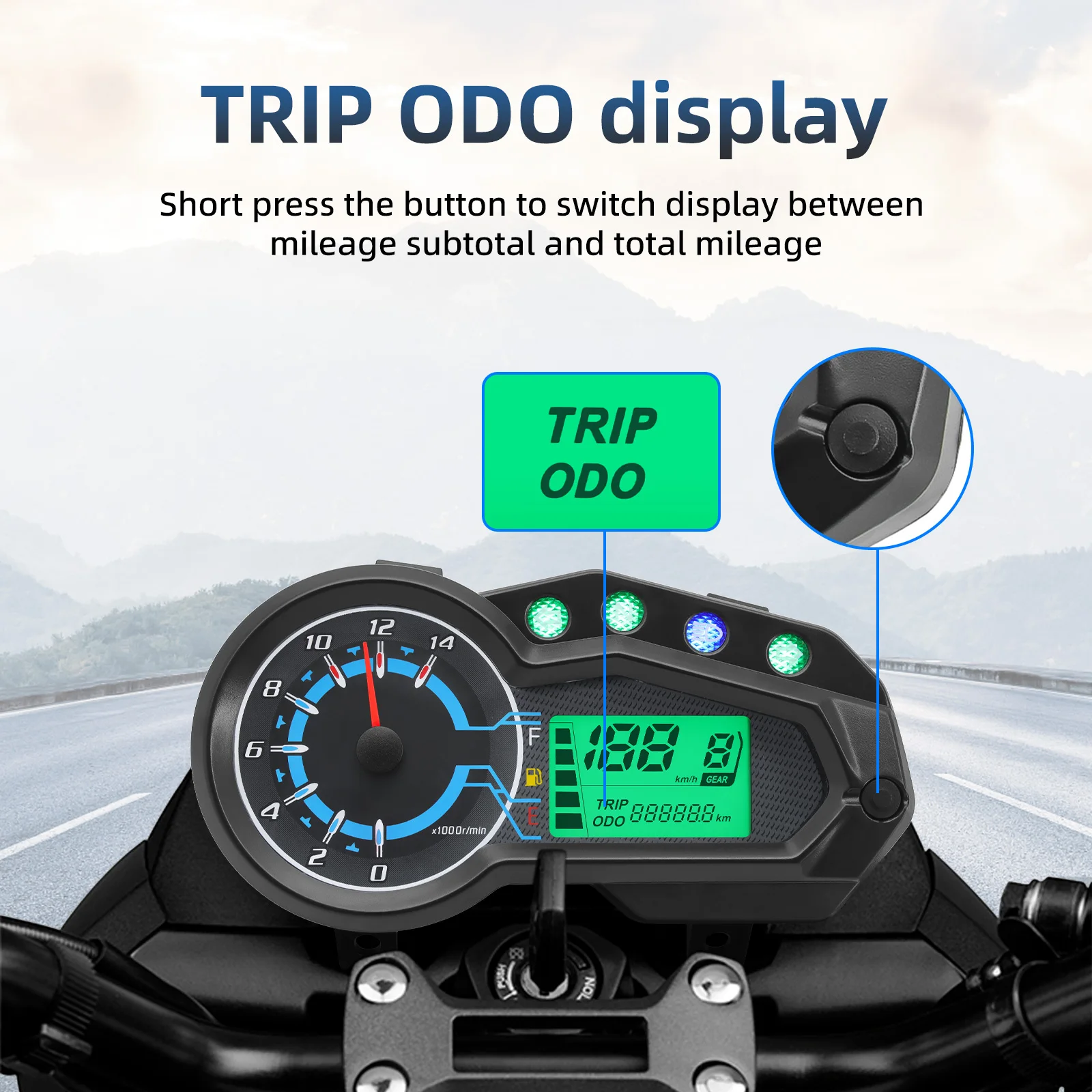 Newest Motorcycle Instrument RPM Tachometer Speedometer Gauge ODO TRIP Motorcycle Dashboard With Oil Fuel Level/Turn Signal/Gear