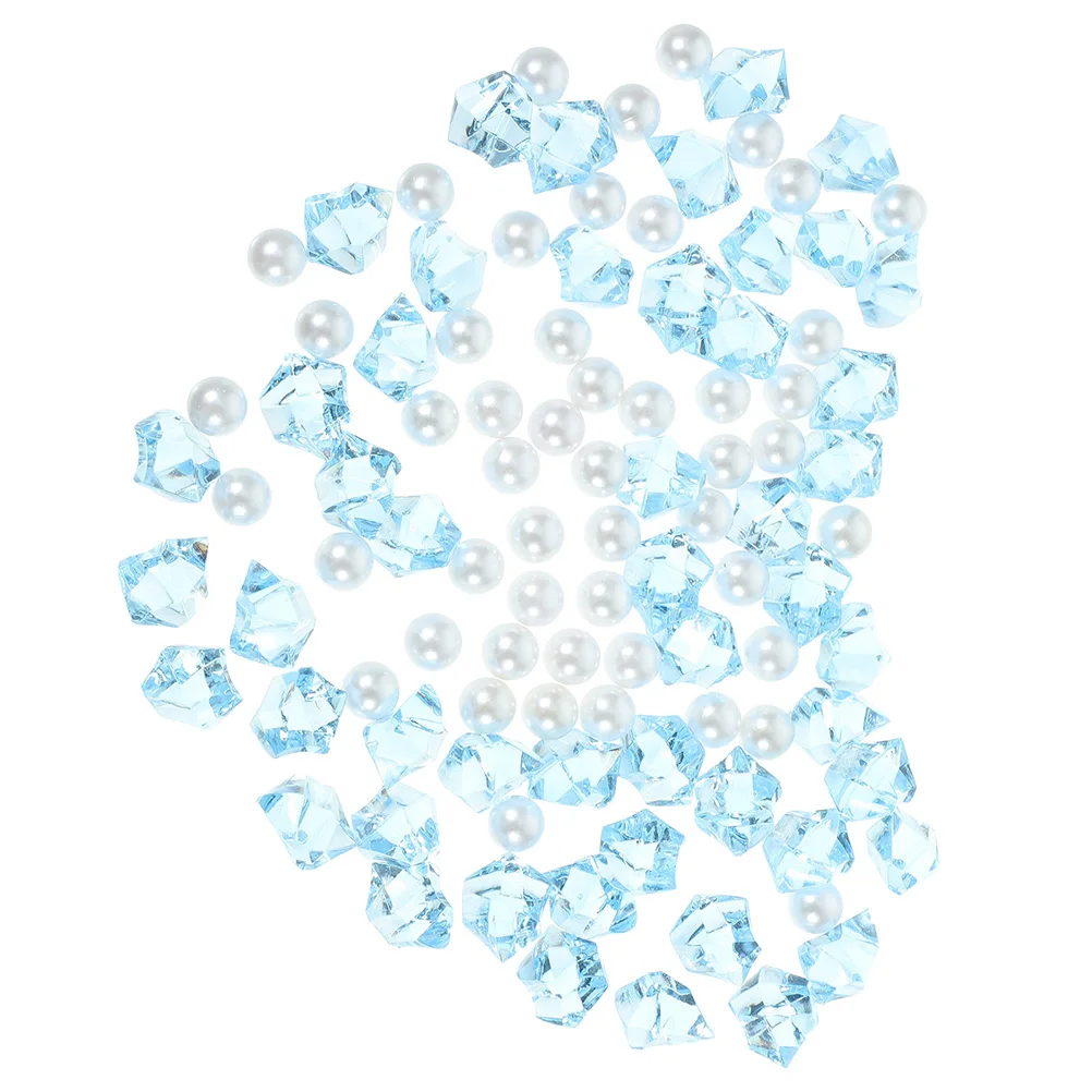 파란색 부서진 플라스틱 구슬 1세트, 매끄럽고 무거운 물고기 탱크, 꽃병 장식, 조경용 구슬, 수족관 돌, 정원용