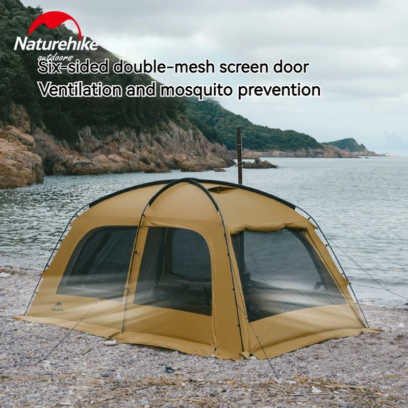 Naturehike Camping Tent Double Layer Dome With Extended Canopy Chimney Hole for 2-3 Persons Outdoor Waterproof 4 Seasons Tent