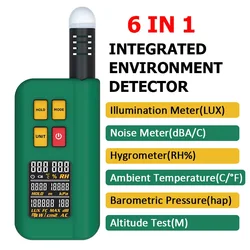 GX1 Integrated Environment Tester Hygrometer Temperature Humidity Meter Noise Meter Barometric Pressure Value Altitude Tester