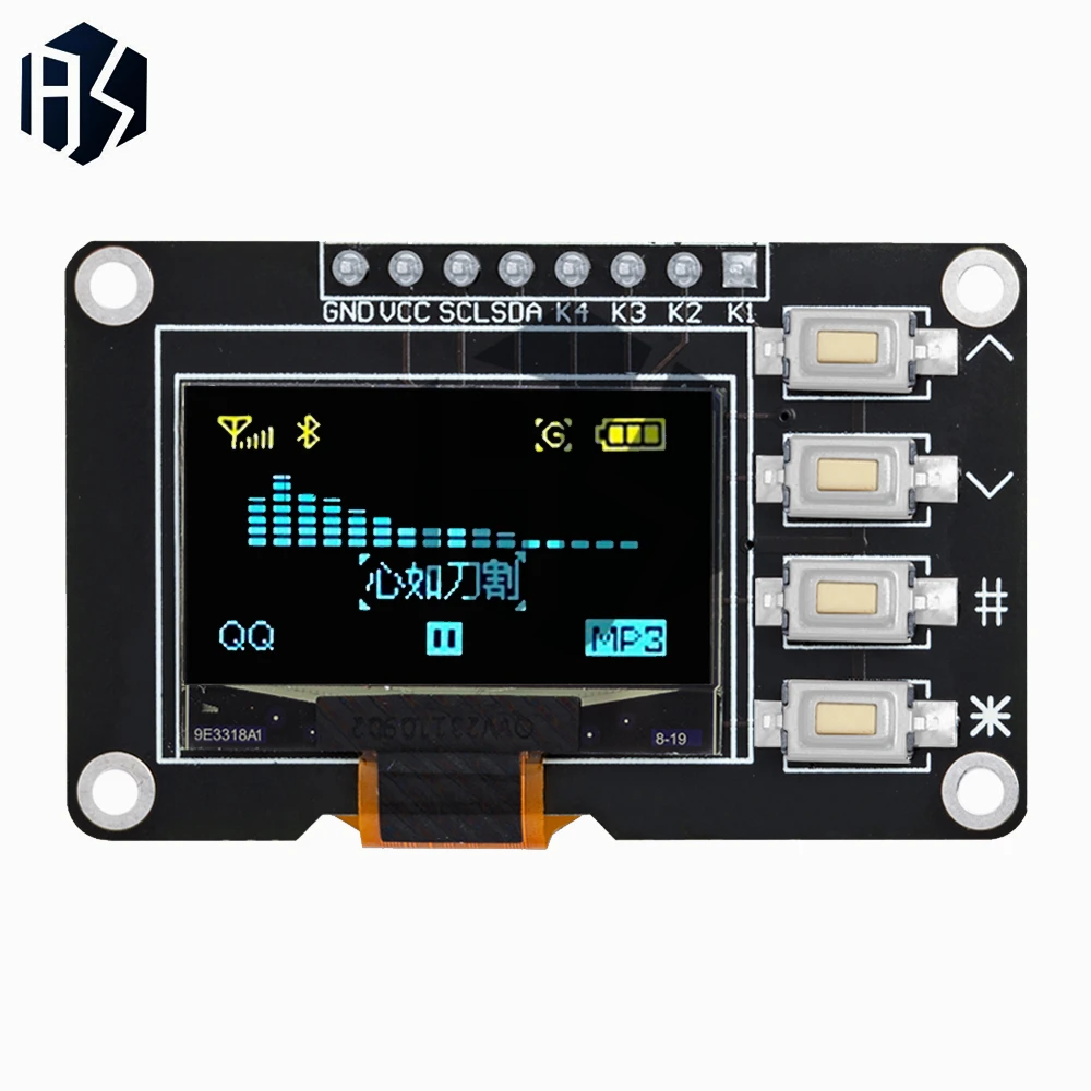 Arduino用OLEDLCDスクリーンボード,4x4キー付きディスプレイ,i2C,ssd1315,iic,白,黄,青,青,12864, 0.96インチ,新製品