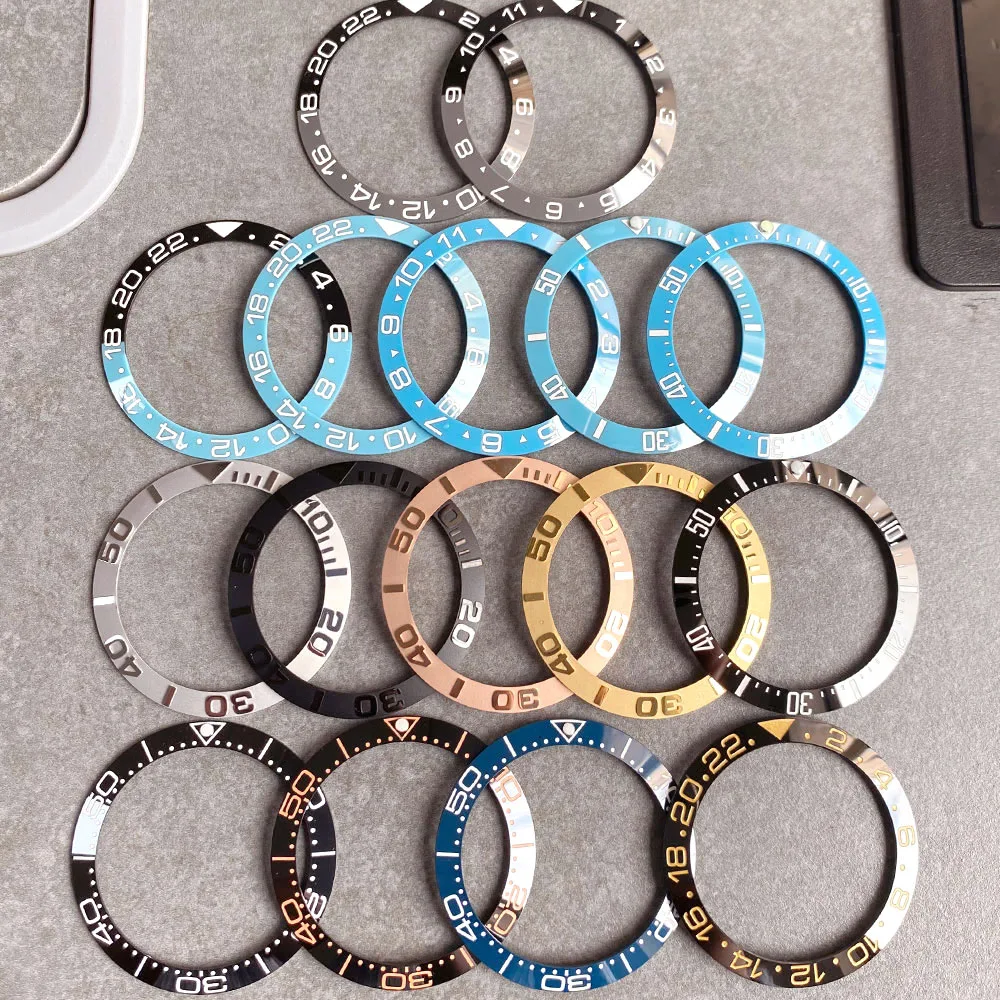 

new sloping 38mm*30.6mm silvery/Blue/pink/golden/Black GMT Ceramic Aluminium Watch Insert For Watch accessories