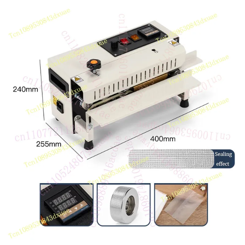220V Continuous Bag Sealing Machine Plastic Bag Packaging Band Sealing Machine Horizontal Bag Sealer Date Printing